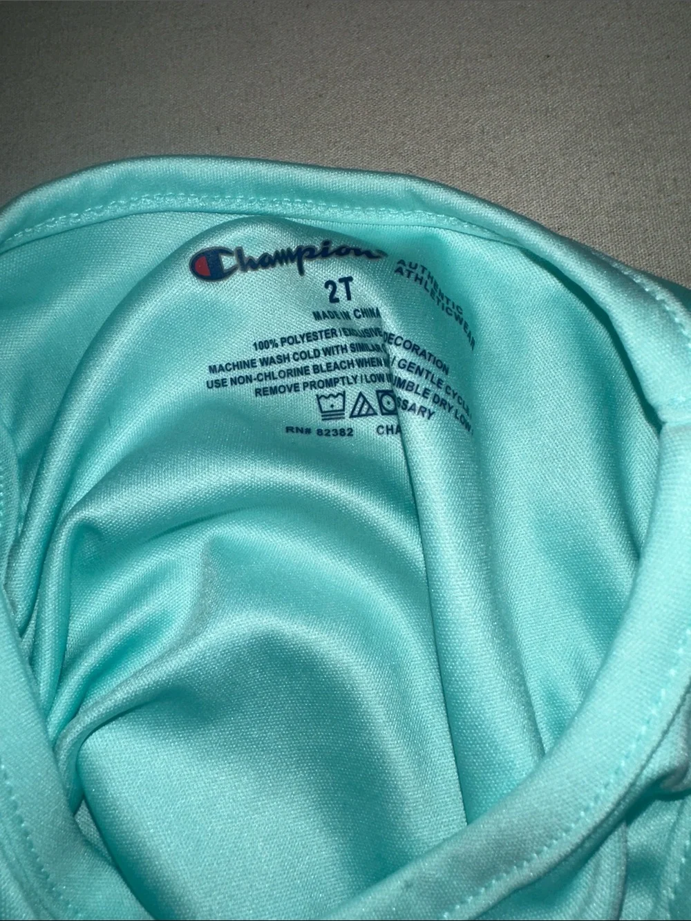 Kids Size 2T Champion Aqua Girls' Tank Top with Peach and Lavender Logo